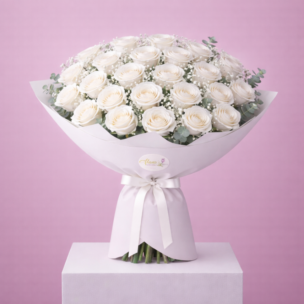 Classic Luxury Long-Stem White Roses