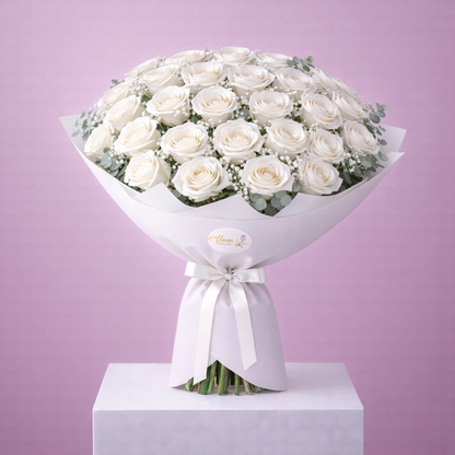 Classic Luxury Long-Stem White Roses